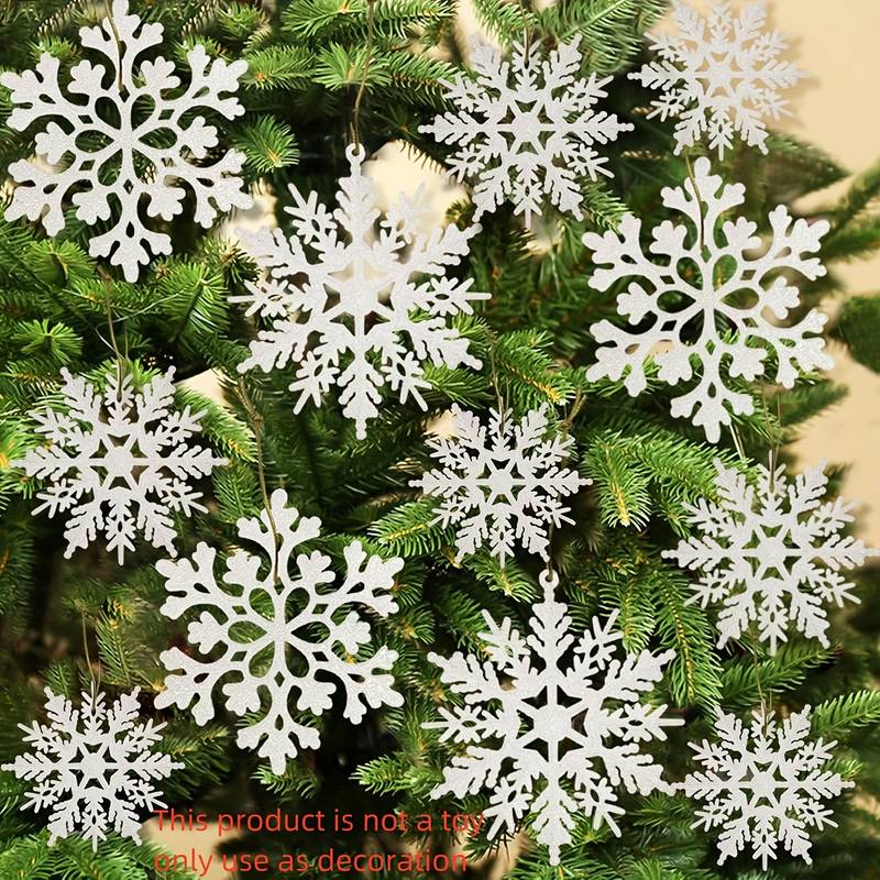 Plastic Snowflake Ornament Christmas Glitter Snowflake - Temu